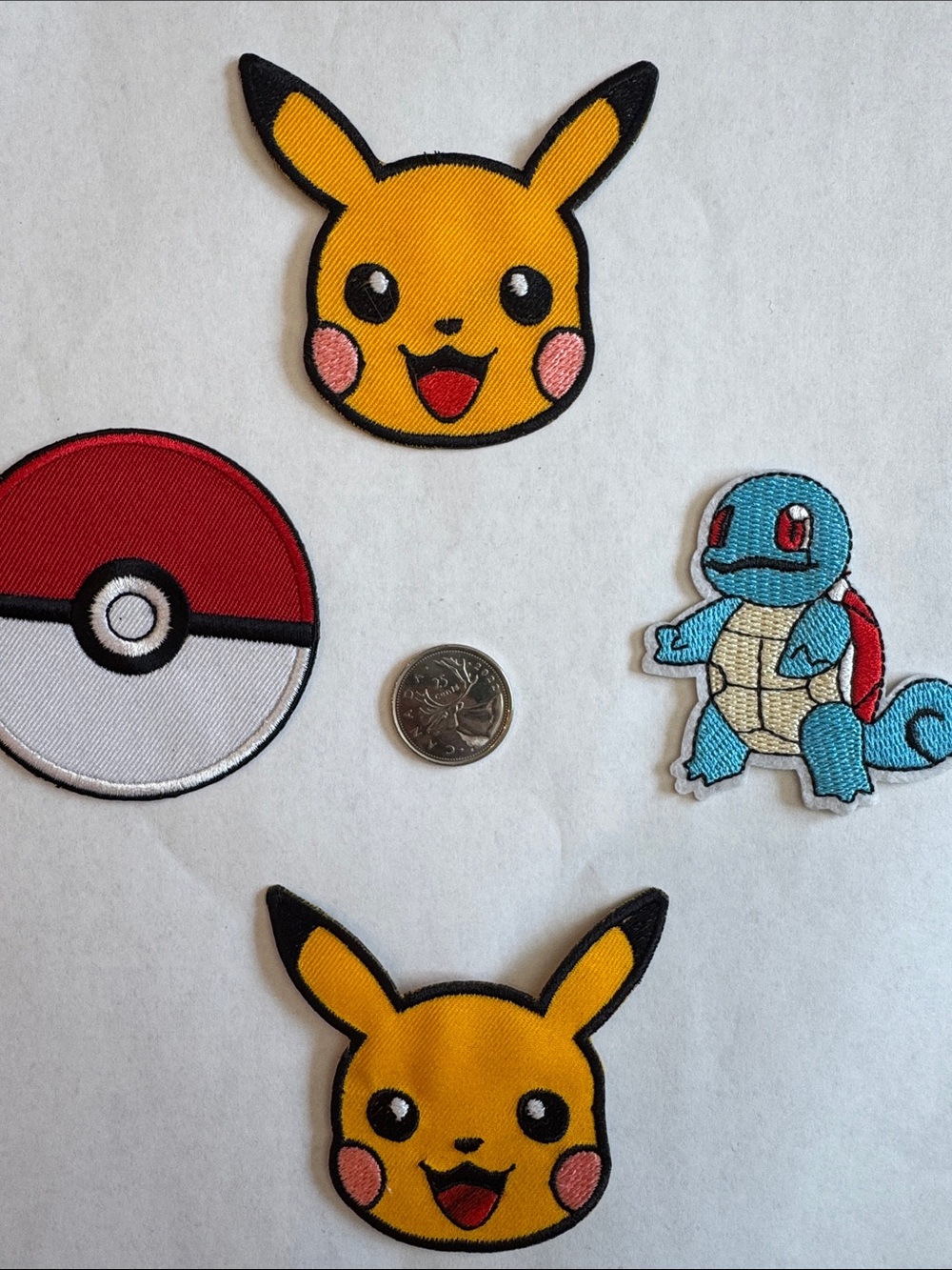 Pikachu & Squirtle Embroidered Patches with Poké Ball